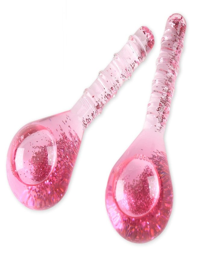 Lazzybeauty Ice Globes Facial Cooling Tools, Cryo Beauty Balls with Anti-Slip Handle for Face, Eyes & Neck, Soothing Cold Massage Tool for Relaxing & Refreshing Skincare Routine, Glitter Pink - Image 1
